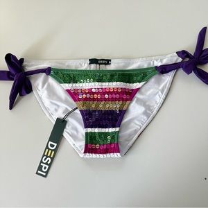 Despi NWT Fleur Sequin Stripe Bikini Bottom Sz S